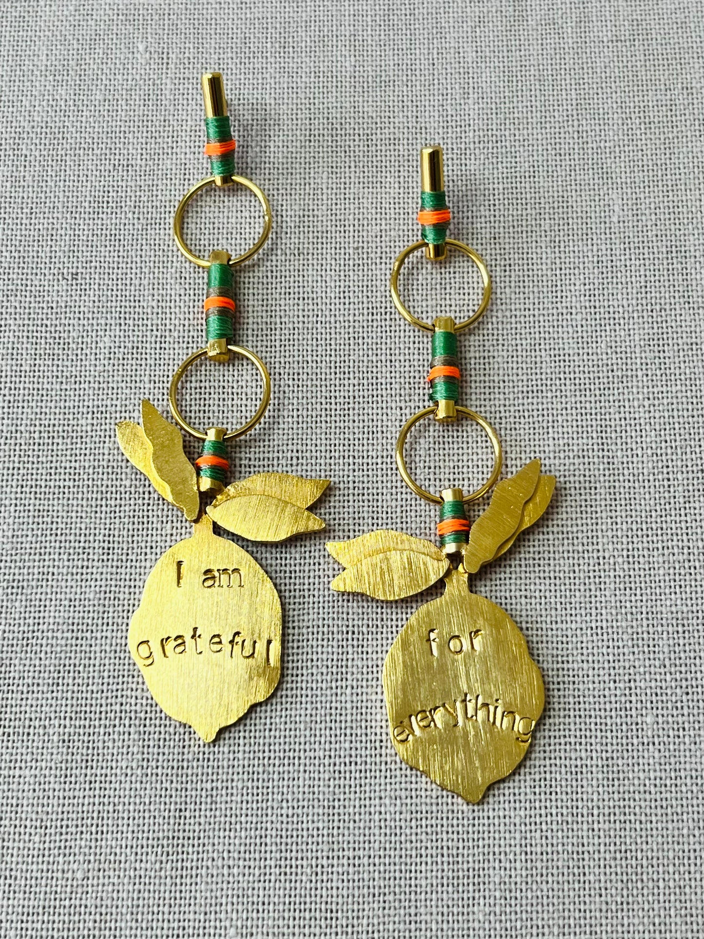 I AM GRATEFUL LEMON EARRINGS