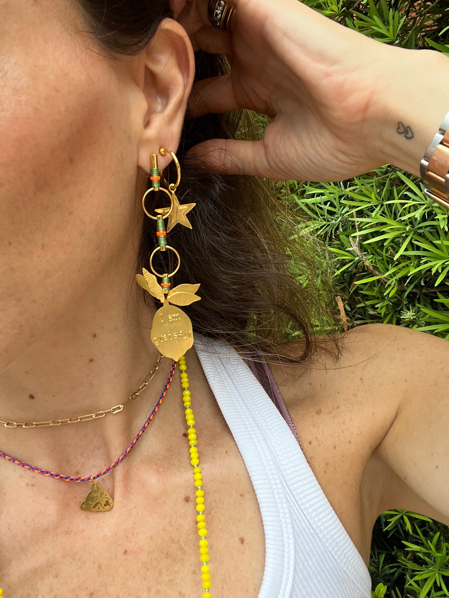 I AM GRATEFUL LEMON EARRINGS